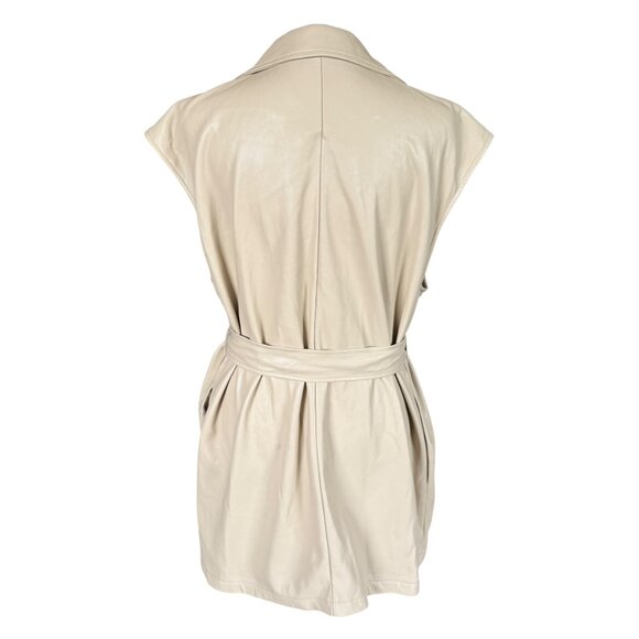 Marc New York knee length beige collared sleeveless belted open jacket vest S - Picture 5 of 11
